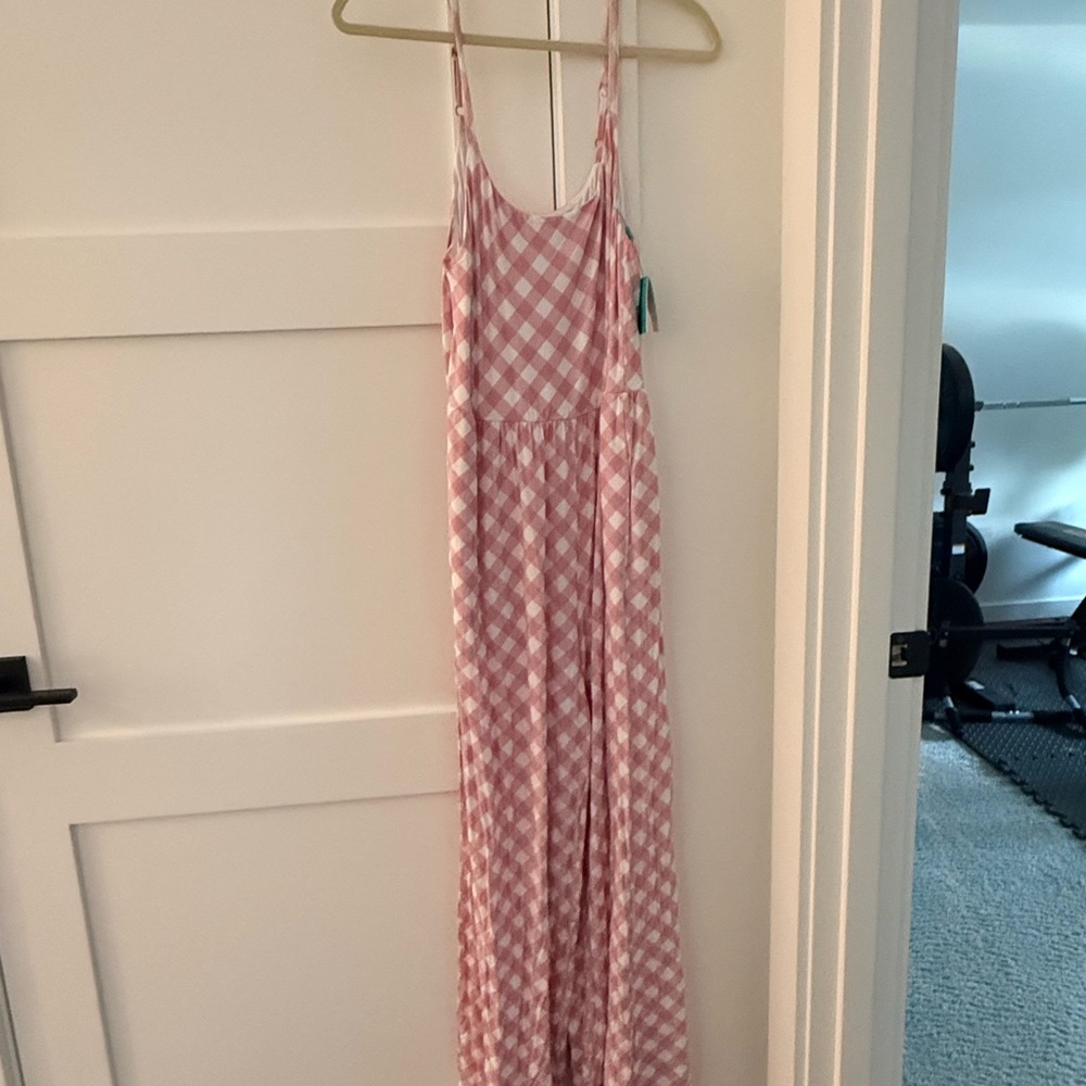 Posh Peanut Pink Checkered jumpsuit